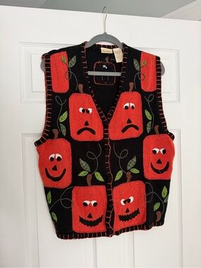 Bobbie Brooks Black & Orange Pumpkin Knit Vest
